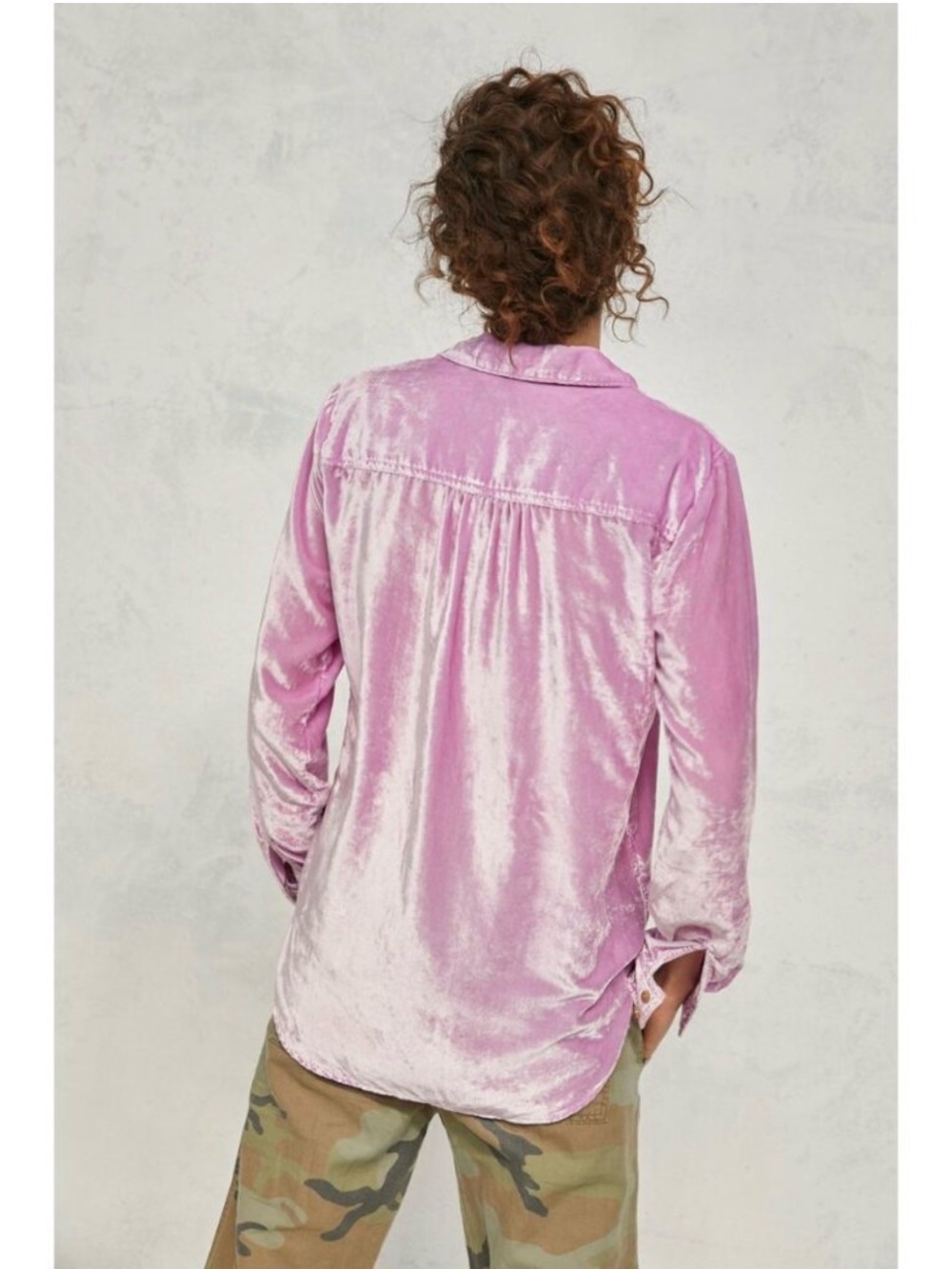 Pilcro Anthropologie Crushed Velvet Button Up Blouse Lilac Dreamy Fairycore Sz10 - Picture 3 of 14